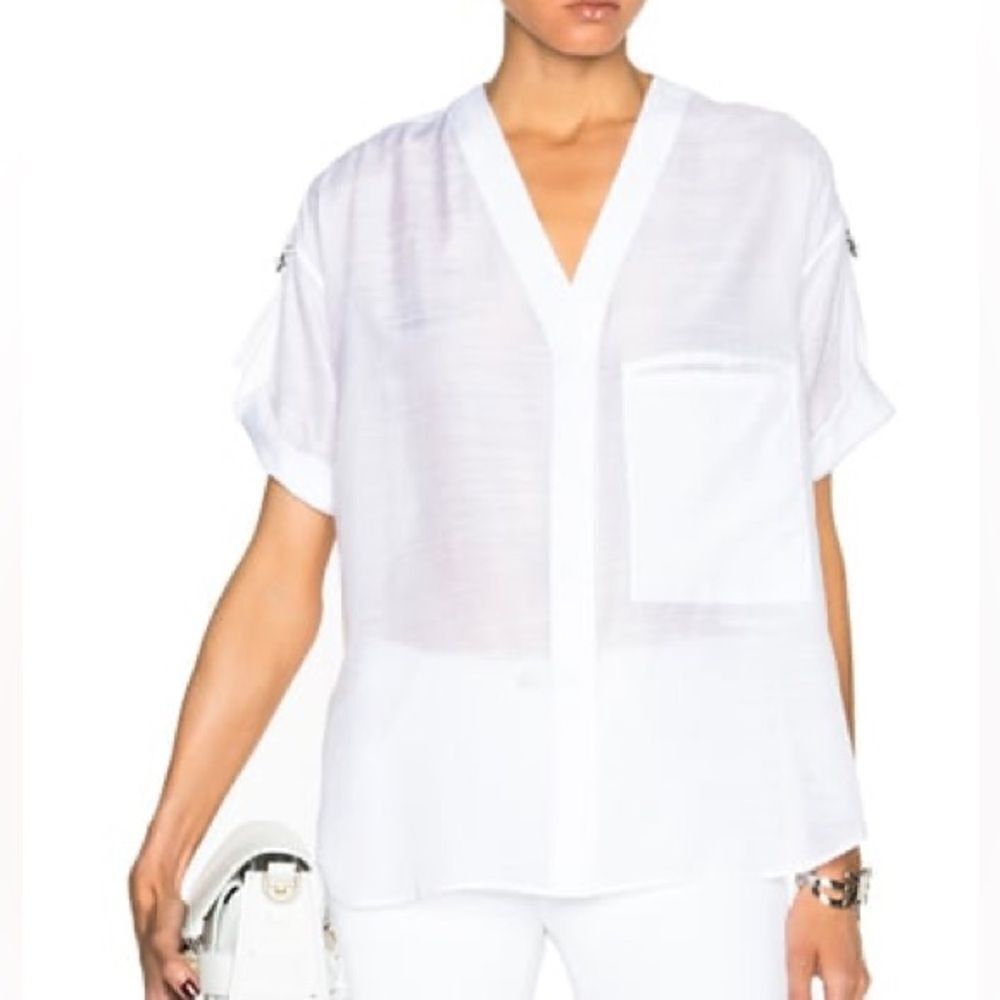 Helmut Lang NWT Blend Shirt with Adjustable Sleeves in Optic White Size Small